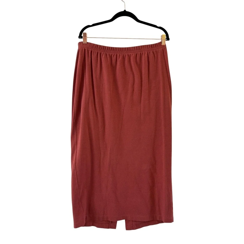 Peruvian‎ Connection Pima Cotton Knit Skirt Womens XL Spice Red Long Stretch